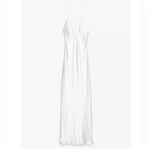 Elegant White Satin Slip Dress